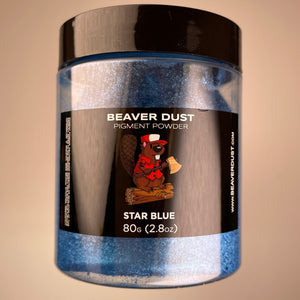 Stunning mica powder container with beaver holding axe logo