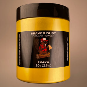 Elegant mica pigment container design with a beaver logo on the front