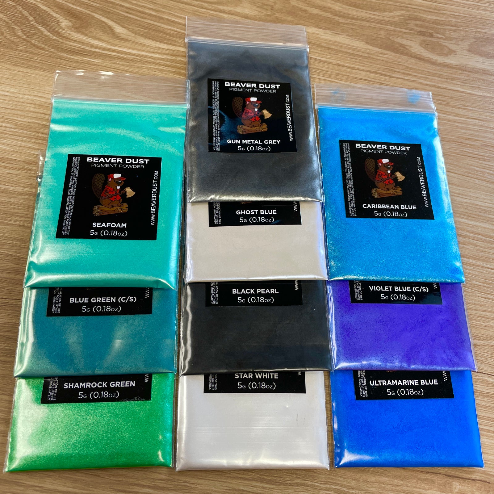 ten colours of the most popular pigments that are sold in one container for you to use and experiment with