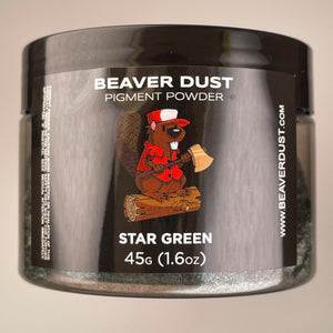Logo of beaver sitting on log with axe in hand showing colour of inside container
