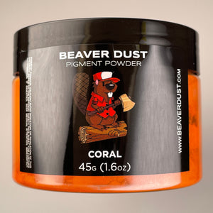Stunning mica powder container with beaver holding axe logo